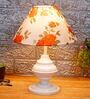 Orange & White Shade Table Lamp With Metal Base