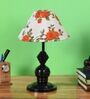 Orange & White Shade Table Lamp With Metal Base