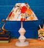 Orange & White Shade Table Lamp With Metal Base
