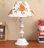 Orange & White Shade Table Lamp With Metal Base
