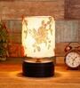 Orlando Orange & White Fabric Shade Night Lamp With Wood Base