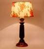 Mabel Orange & White Fabric Shade Night Lamp With Wood Base