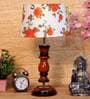 Paxton Orange & White Fabric Shade Night Lamp With Wood Base