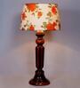 Ventus Orange & White Fabric Shade Night Lamp With Wood Base