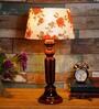 Ventus Orange & White Fabric Shade Night Lamp With Wood Base