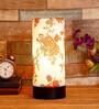 Maurice Orange & White Fabric Shade Table Lamp With Wood Base