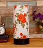 Maurice Orange & White Fabric Shade Table Lamp With Wood Base