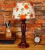 Mendeleev Orange & White Fabric Shade Night Lamp With Wood Base