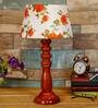 Nirvana Orange & White Fabric Shade Night Lamp With Wood Base