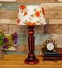 Ventus Orange & White Fabric Shade Night Lamp With Wood Base