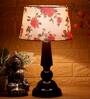 Imprisoned Orange & White Fabric Shade Night Lamp With Wood Base