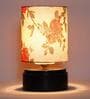 Orlando Orange & White Fabric Shade Night Lamp With Wood Base