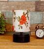 Orlando Orange & White Fabric Shade Night Lamp With Wood Base