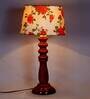 Nirvana Orange & White Fabric Shade Night Lamp With Wood Base