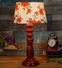 Nirvana Orange & White Fabric Shade Night Lamp With Wood Base