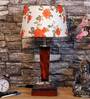 Titan Orange & White Fabric Shade Night Lamp With Wood Base