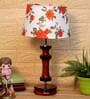 Brescia Orange & White Fabric Shade Night Lamp With Wood Base