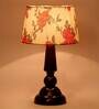Imprisoned Orange & White Fabric Shade Night Lamp With Wood Base