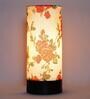 Maurice Orange & White Fabric Shade Table Lamp With Wood Base