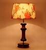 Brescia Orange & White Fabric Shade Night Lamp With Wood Base