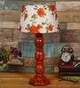 Arrow Orange & White Fabric Shade Night Lamp With Wood Base