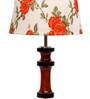 Brescia Orange & White Fabric Shade Night Lamp With Wood Base