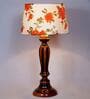 Mendeleev Orange & White Fabric Shade Night Lamp With Wood Base