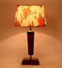 Titan Orange & White Fabric Shade Night Lamp With Wood Base