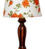Mendeleev Orange & White Fabric Shade Night Lamp With Wood Base