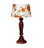 Mendeleev Orange & White Fabric Shade Night Lamp With Wood Base