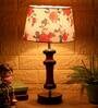 Brescia Orange & White Fabric Shade Night Lamp With Wood Base