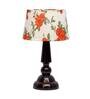 Imprisoned Orange & White Fabric Shade Night Lamp With Wood Base