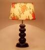 Henry Orange & White Fabric Shade Night Lamp With Wood Base