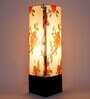 Inspired Orange & White Fabric Shade Table Lamp With Wood Base