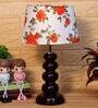 Henry Orange & White Fabric Shade Night Lamp With Wood Base