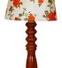 Nirvana Orange & White Fabric Shade Night Lamp With Wood Base
