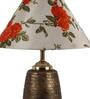 Orange & White Table Lamp With Brown Base