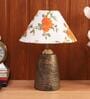 Orange & White Table Lamp With Brown Base