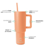 Orange 1200ml Stainless Steel Double Insulated Leak Proof Coffee Tumbler with Lid & Straw