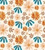 Orange 180 TC Floral Cotton Fitted Double Bedsheet 2 Pillow covers