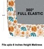 Orange 180 TC Floral Cotton Fitted Double Bedsheet 2 Pillow covers