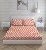 Orange Floral 144 TC Cotton King Sized Bed Sheets with 2 Pillow Covers