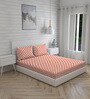Orange Floral 144 TC Cotton King Sized Bed Sheets with 2 Pillow Covers