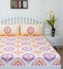 Orange Traditional 144 TC Cotton Queen Sized Bed Sheets with 2 Pillow Covers