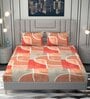 Orange Abstract 220 TC Microfiber King Size Fitted Bedsheet With 2 Pillow Covers