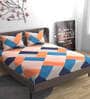 Orange Abstract 280 TC Microfibre Fitted King Bedsheet 2 Pillow Covers