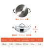 Selecta 10.2 Inch Nickel Free Silver Stainless Steel Kadhai with Lid