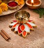 Orange and White leaves diya
