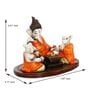 Orange And White Polyresin Lord Ganesha Doing Havan With 2 Mushaks Idol