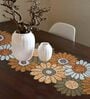 Floral Beaded (36x13) Orange & White Cotton Table Runner